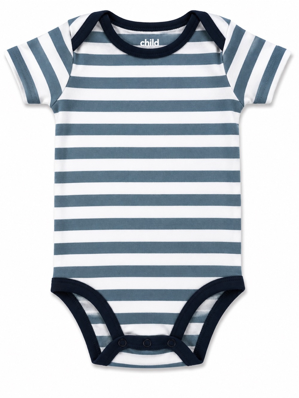 Child Striped Navy & White Short-Sleeve One-Piece
